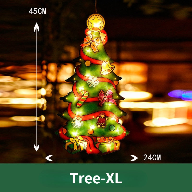 Battery-Operated LED Window Hanging Decoration with Flash & Steady Modes – Holiday-Themed Silhouettes for Christmas Displays, Easy | Thomler