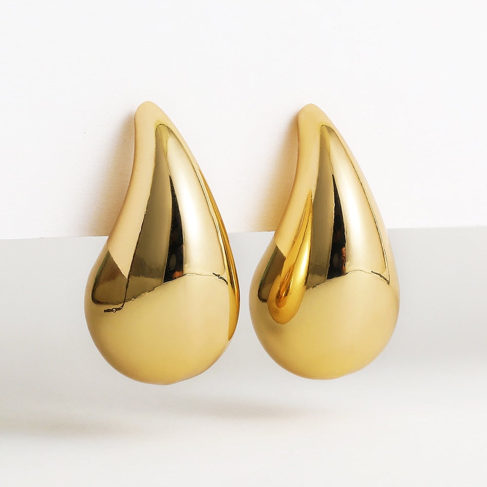 Women's Bold Teardrop Hoop Earrings in Stainless Steel – Lightweight Statement Jewelry for Everyday & Special Occasions | Thomler