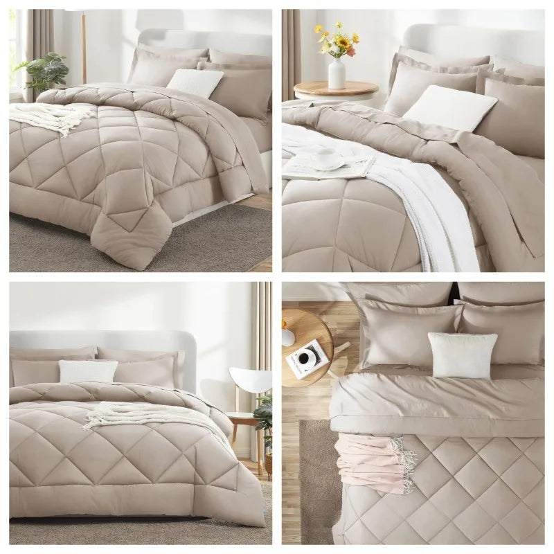 Solid Color Polyester Comforter for All Seasons – Lightweight Breathable Duvet with Soft Touch Fabric for Queen & King Beds | Thomler