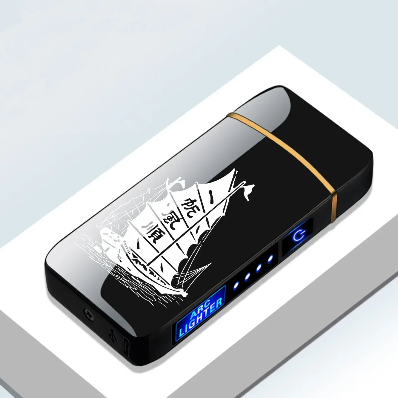 Rechargeable Dual-Arc Plasma Lighter with Touch Sensor & LED Display for Candles, Pipes & Outdoor Use | Thomler