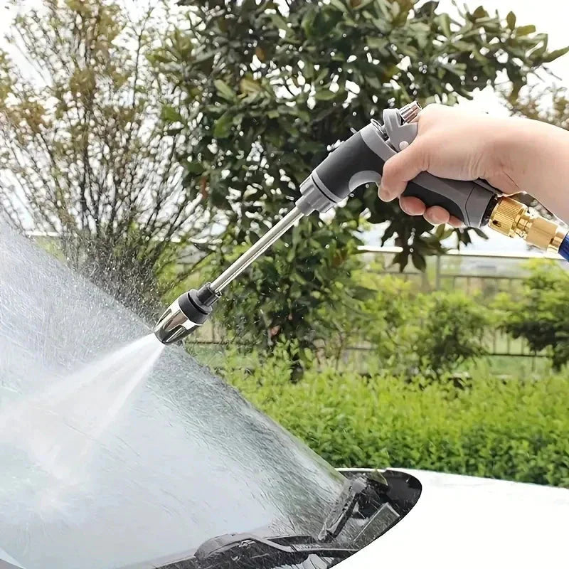 Dehnbarer Gartenschlauch mit Hochdruck-Sprühpistole – 3-fache Länge unter Druck