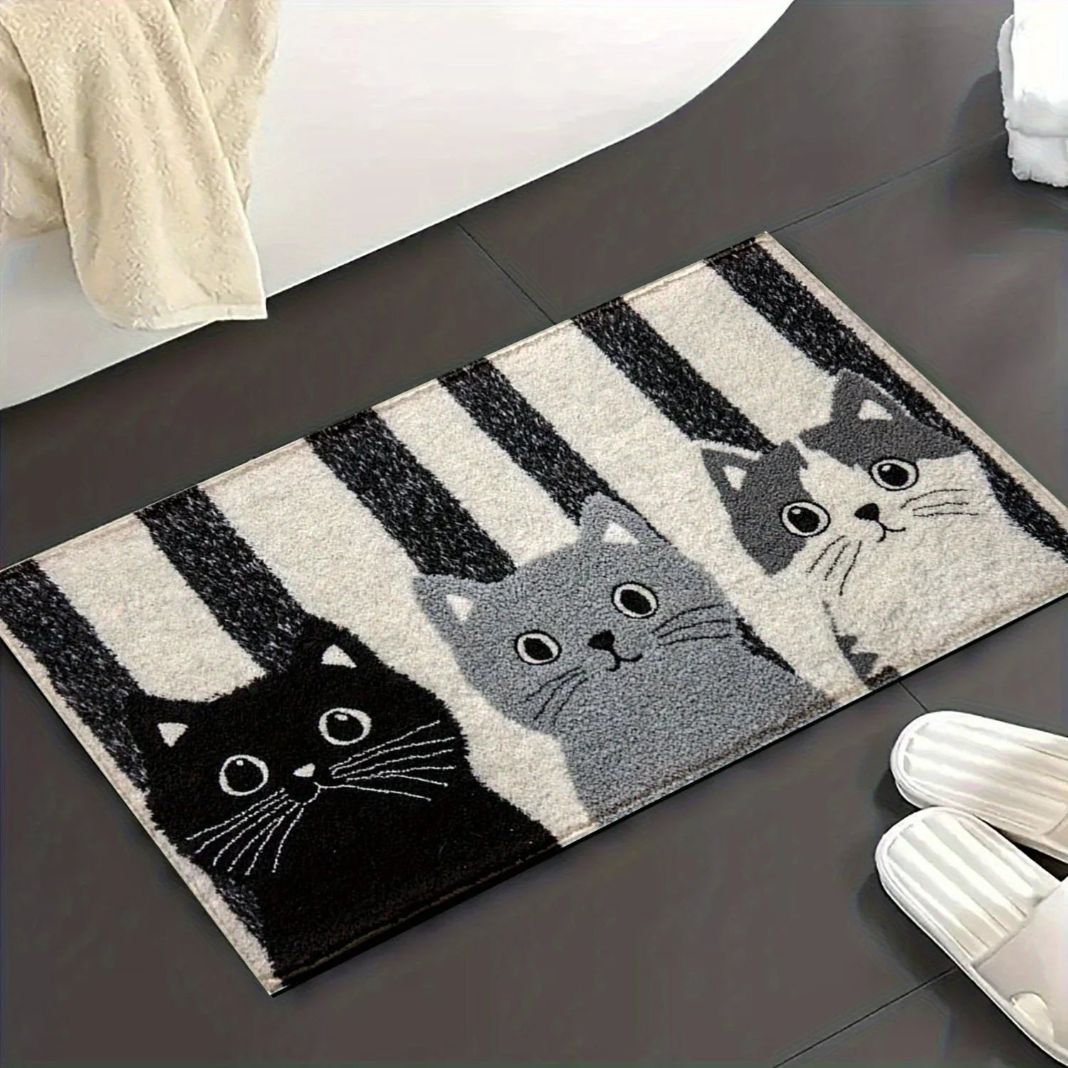 Doormat PVC Non Slip 60.0 cm x 90.0 cm Cat Print Indoor Outdoor Entryway Rug Hallway Bedroom Floor Mat | Thomler