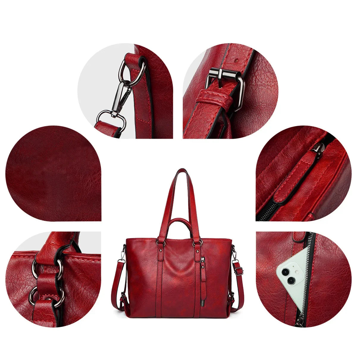 Spacious Leather Shoulder Bag for Women – Everyday Tote with Adjustable Strap & Interior Pockets for Work, Travel & Shopping | Thomler