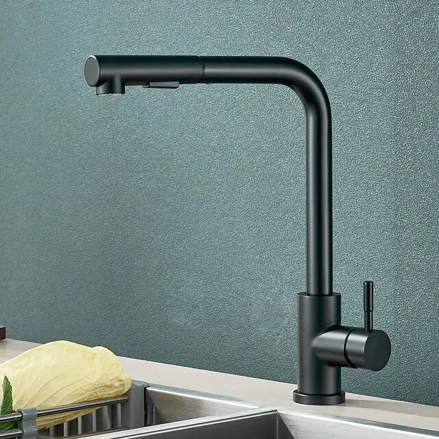 Pull-Down Kitchen Faucet with Dual Spray Modes – Single Handle Stainless Steel Sink Mixer for Hot & Cold Water, Modern Deck Mount Tap for | Thomler