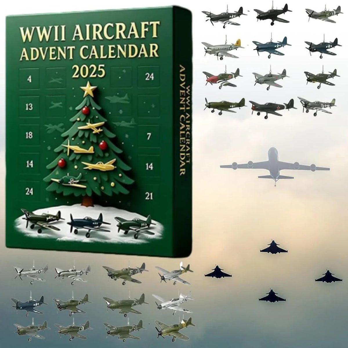 World War II Aircraft Advent Calendar 24-Day Collector Set for History Buffs & Aviation Enthusiasts | Thomler