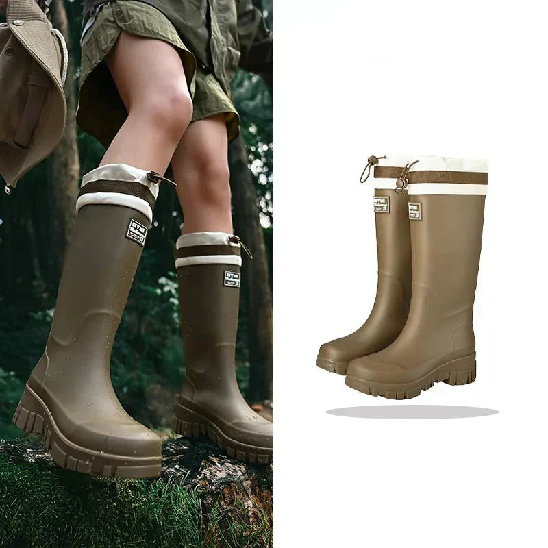 Women's Waterproof Rain Boots with Non-Slip Sole – Vintage-Inspired Rubber Boots for Fall & Winter, Mid-Calf & Tall Styles | Thomler