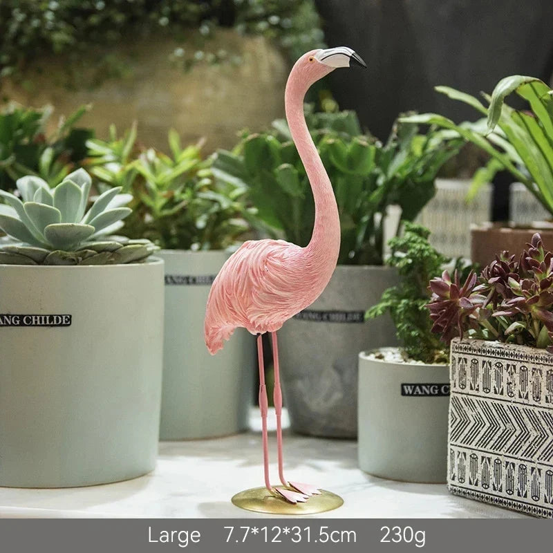 Resin Flamingo Figurine Modern Home Decor Sculpture for Shelf Display Living Room Accent Piece Office Desktop Tropical Bird Statue | Thomler