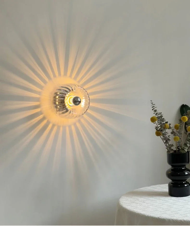 Wall Lamp Glass Shade 16.0 cm Gold Accent Hallway Bedroom Ambient Lighting Scandinavian Bauhaus Wall Light | Thomler