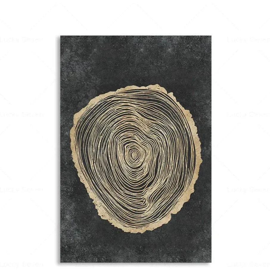 Canvas Wall Art Polyester 24 in x 18 in Tree Rings Abstract Home Décor Rustic Modern Artwork | Thomler