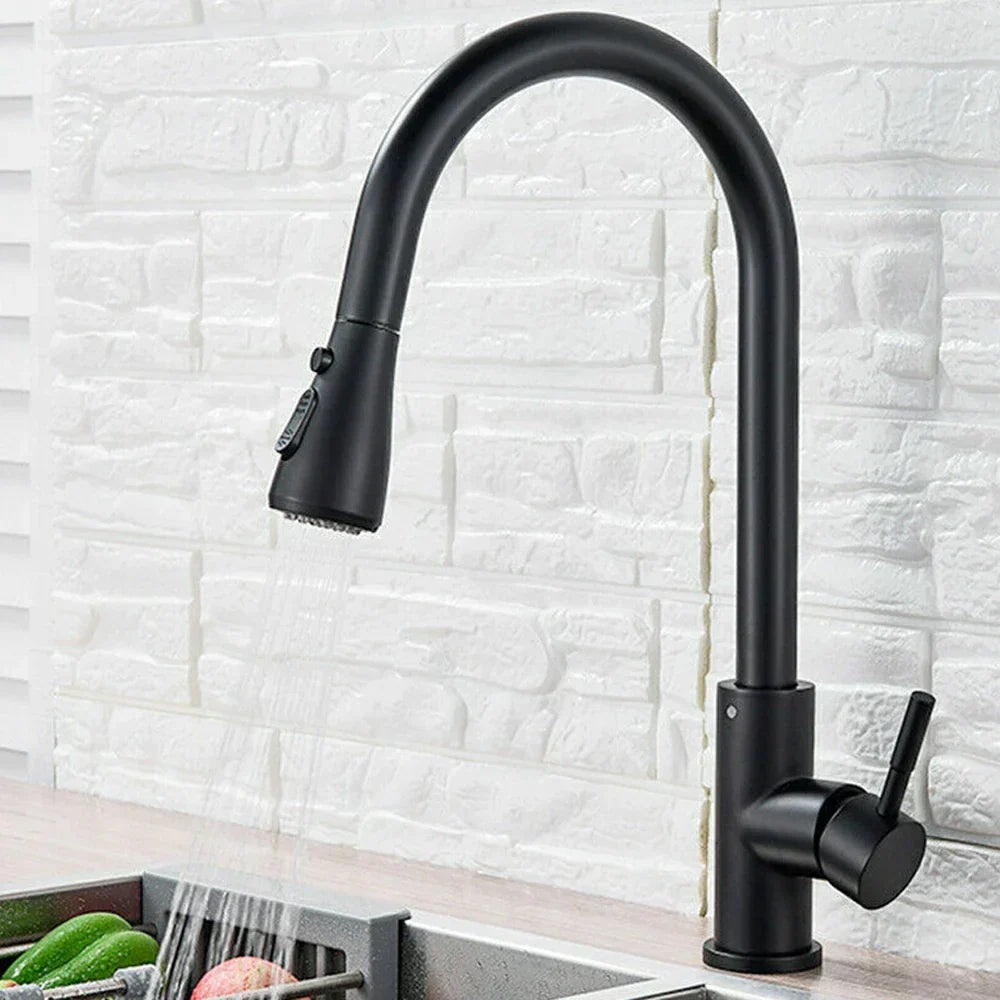Pull-Down Kitchen Faucet with Dual Spray Modes | Stainless Steel Single Handle Sink Mixer for Deck Mount Installation | Commercial Style | Thomler