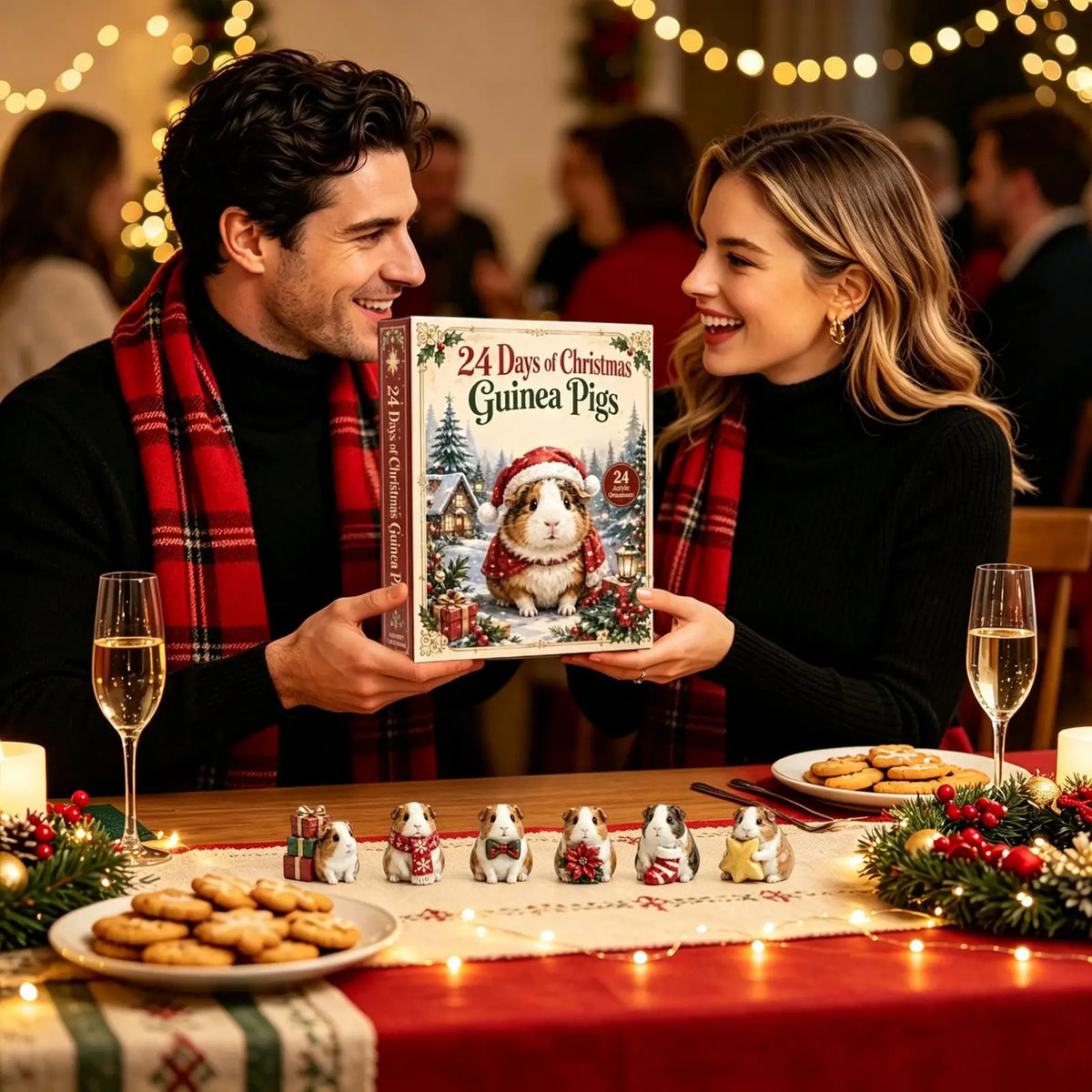 24-Day Holiday Countdown Calendar with Adorable Guinea Pig Charms for Christmas Tree Display | Thomler