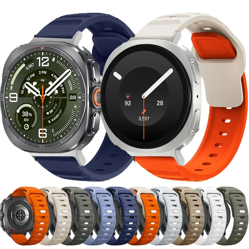 Flexible Silicone Sport Watch Band for Samsung Galaxy Watches – Vented Athletic Design with 13 Colors for 40mm 44mm 46mm 47mm | Thomler