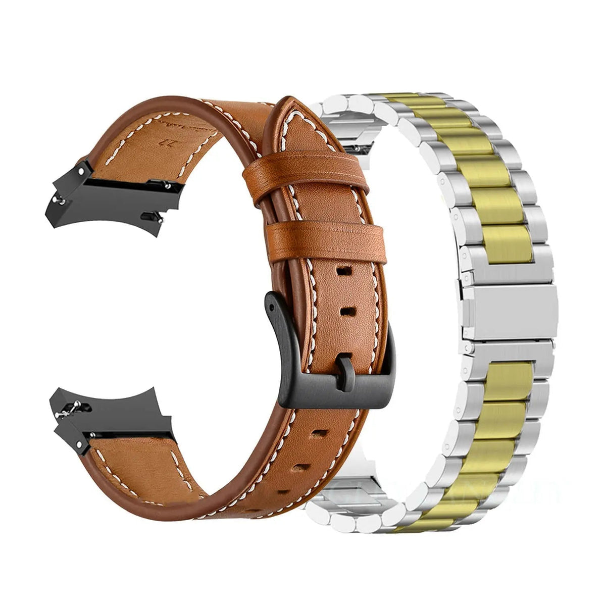 Leather & Steel Smartwatch Strap for Galaxy Watch 5 – Adjustable Wristband in Multiple Finishes | Thomler
