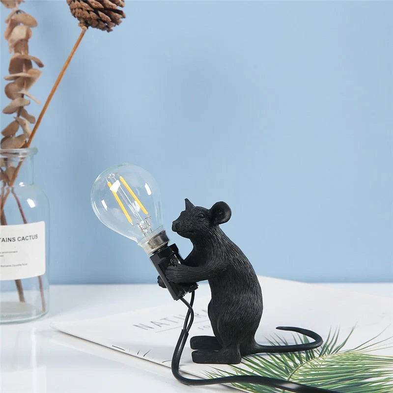 Whimsical Mouse Table Lamp with LED Light – Charming Resin Animal Décor for Bedroom, Living Room & Kids Room | Thomler