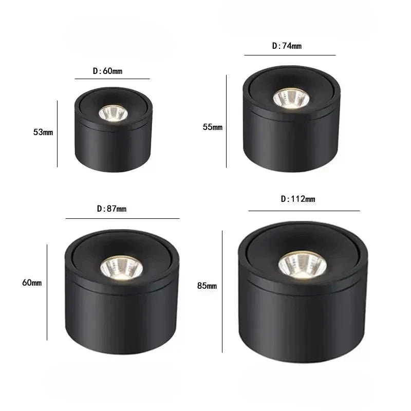 Ceiling Spotlight Aluminium 11.2 cm Adjustable Black White Living Room Kitchen Accent Lighting Rotatable Dimmable LED Surface Mounted | Thomler