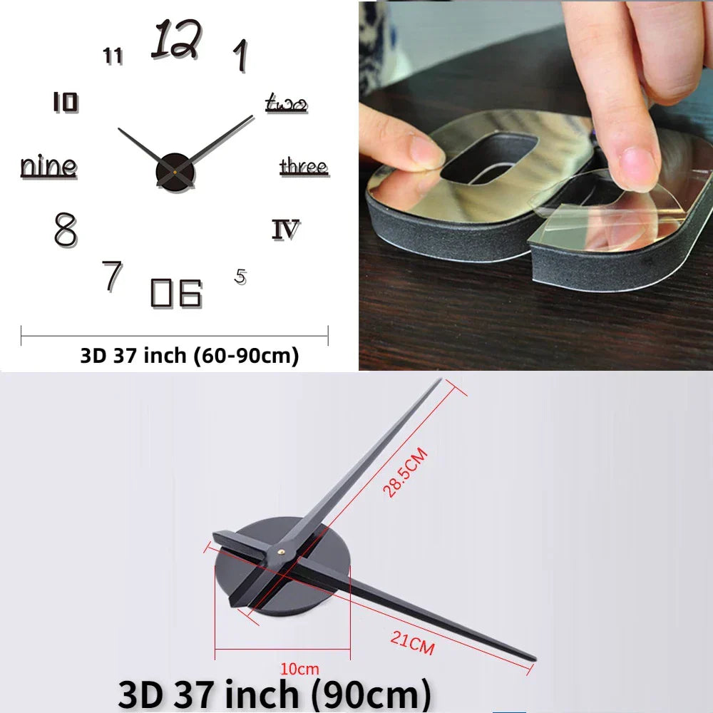 Wall Clock Acrylic 90.0 cm Red Modern Living Room Silent Decorative Art Timepiece | Thomler