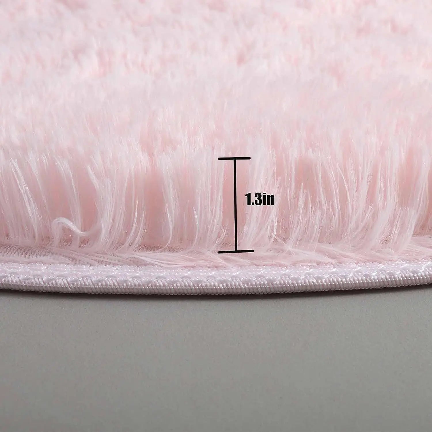 Round Rug Polyester Microfibre 100.0 cm Pink Children Play Area Shaggy Nursery Floor Mat Non Slip Memory Foam | Thomler