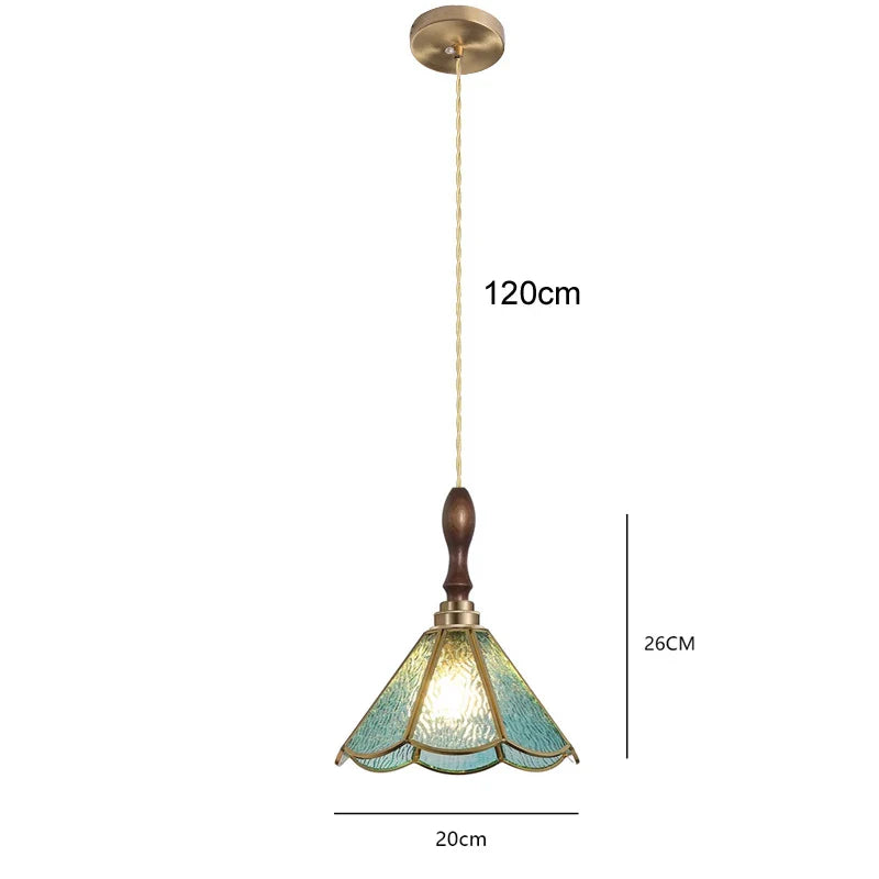 Pendant Light Stained Glass 19.0 cm Copper Tiffany Style Dining Room Kitchen Hanging Ceiling Lamp | Thomler