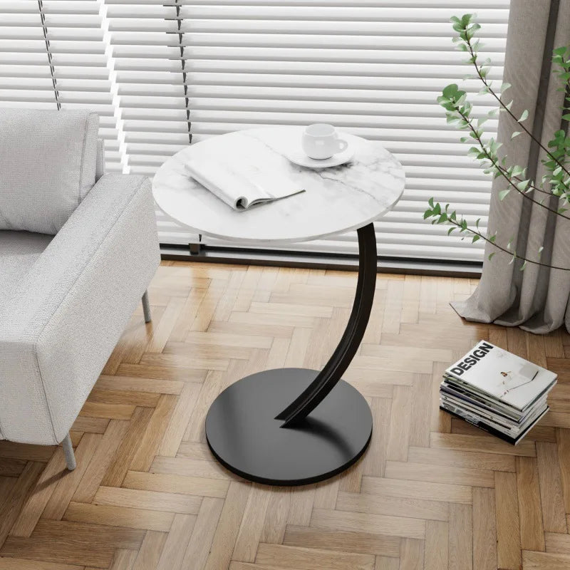 Circular Side Table with Wood Top & Metal Base – Space-Saving Accent for Living Room & Bedroom | Thomler