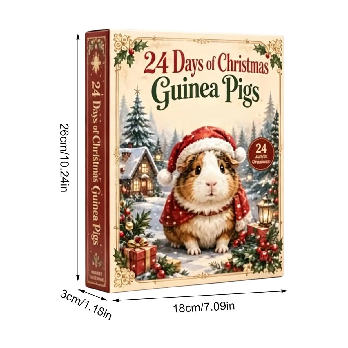 24-Day Holiday Countdown Calendar with Adorable Guinea Pig Charms for Christmas Tree Display | Thomler