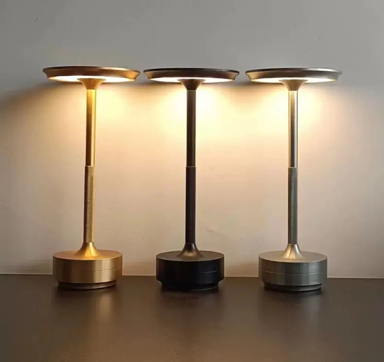 USB Rechargeable LED Desk Lamp with Touch Dimmer Control in Matte Aluminum Finish for Bedside, Dining Room, Office & Patio Use | Thomler