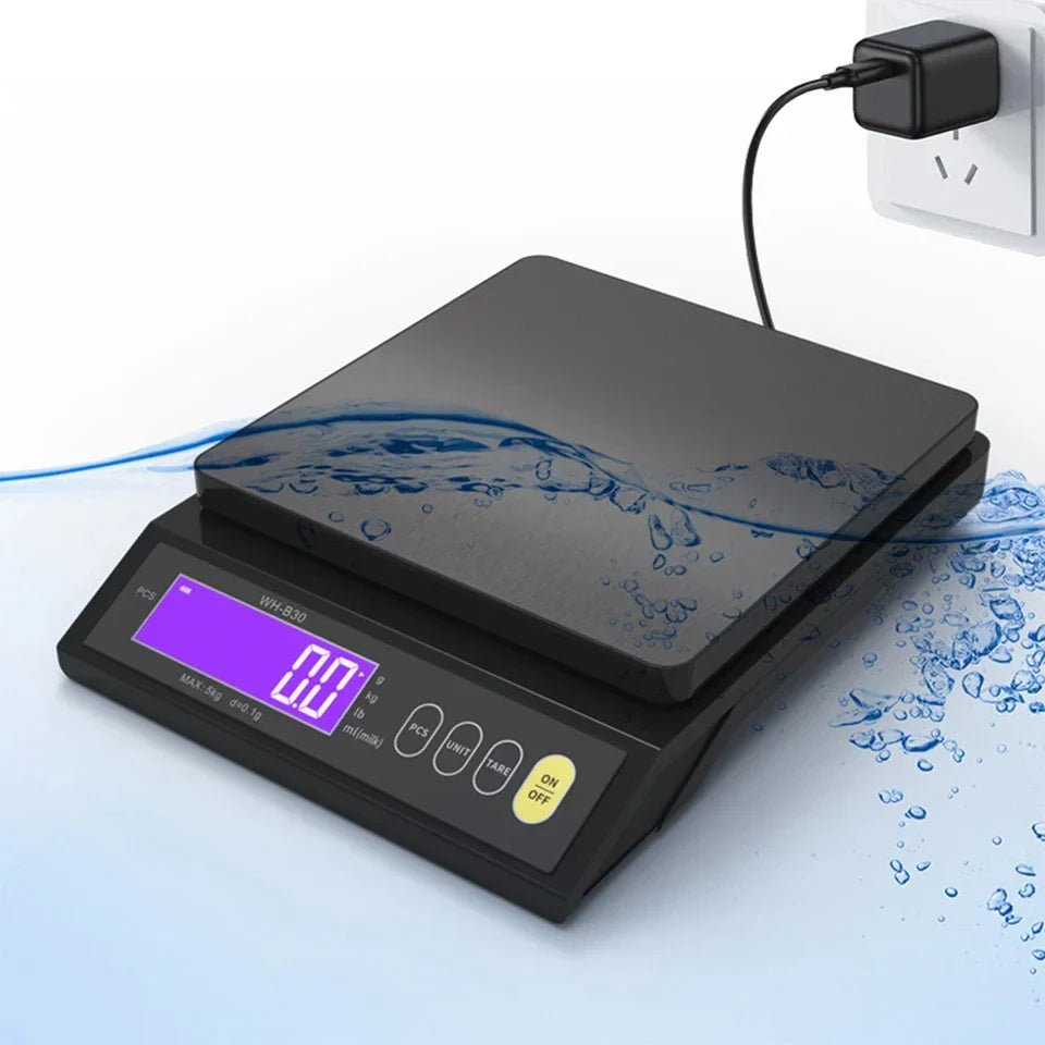 Waterproof Digital Food Scale – 11 lb / 1 oz or 22 lb / 0.04 oz Capacity, Rechargeable LCD Kitchen Scale for Meal Prep, Baking, Portion | Thomler