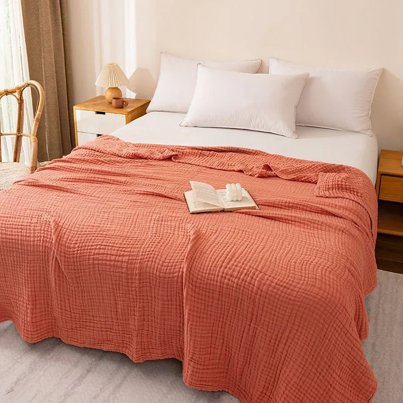 Soft Muslin Blanket 100% Cotton 6-Layer Breathable Throw for Couch Bed Travel Lightweight All Season Comfort Blanket Foldable | Thomler