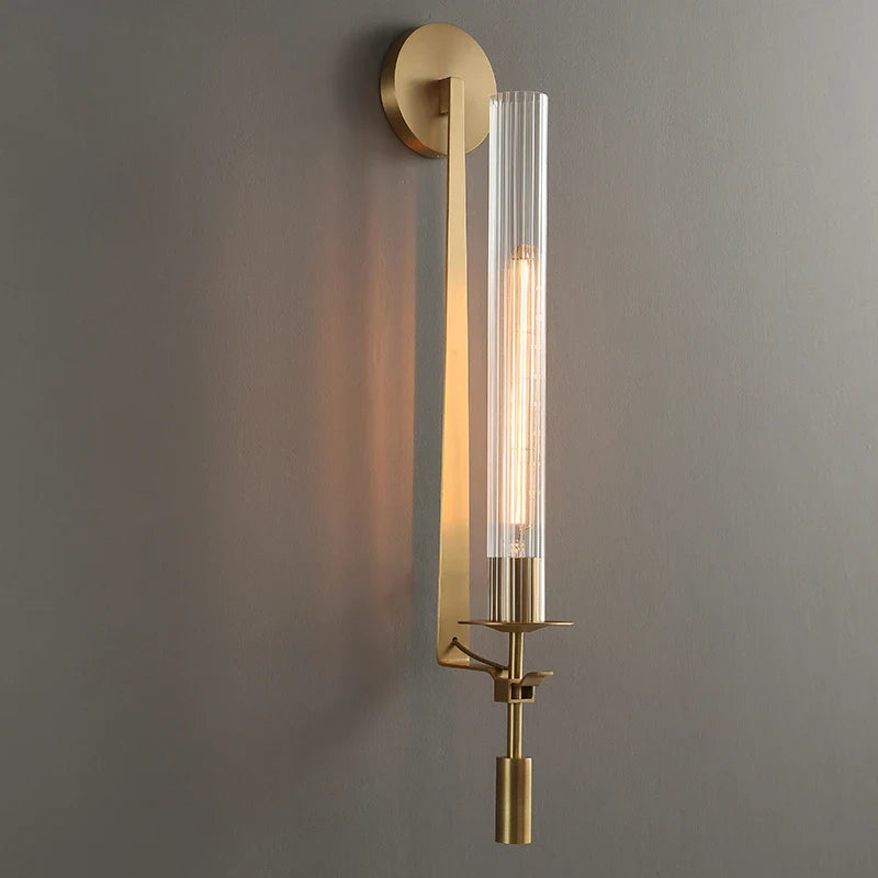 Contemporary Metal and Glass Wall Light Fixture for Bedroom Reading and Ambient Lighting | Thomler