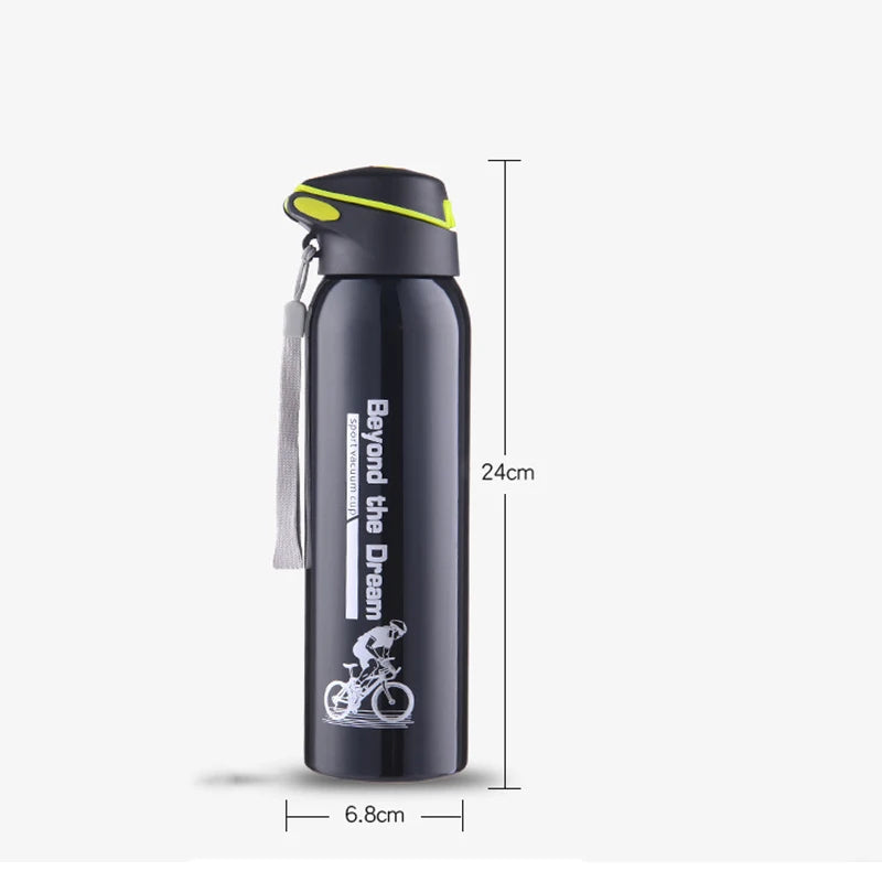 Insulated Stainless Steel Water Bottle with Sport Cap & Carry Loop – 17 oz Double Wall Bike Bottle for Cycling, Commuting & Outdoor Sports | Thomler