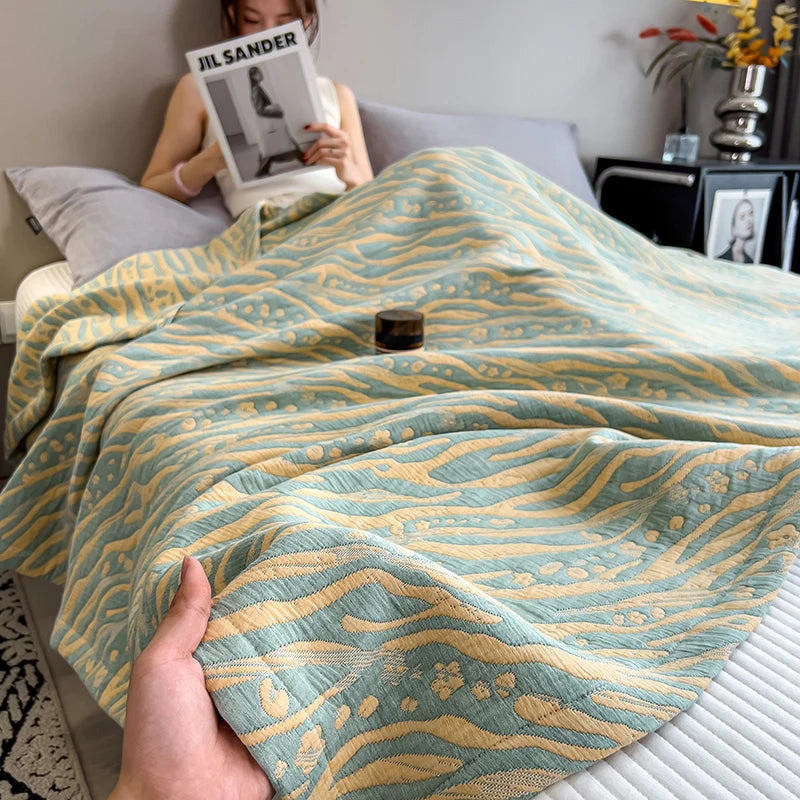 Triple-Layer Breathable Throw Blanket – 100% Pure Cotton Gauze Weave for Couch, Bed & Travel – Year-Round Comfort | Thomler