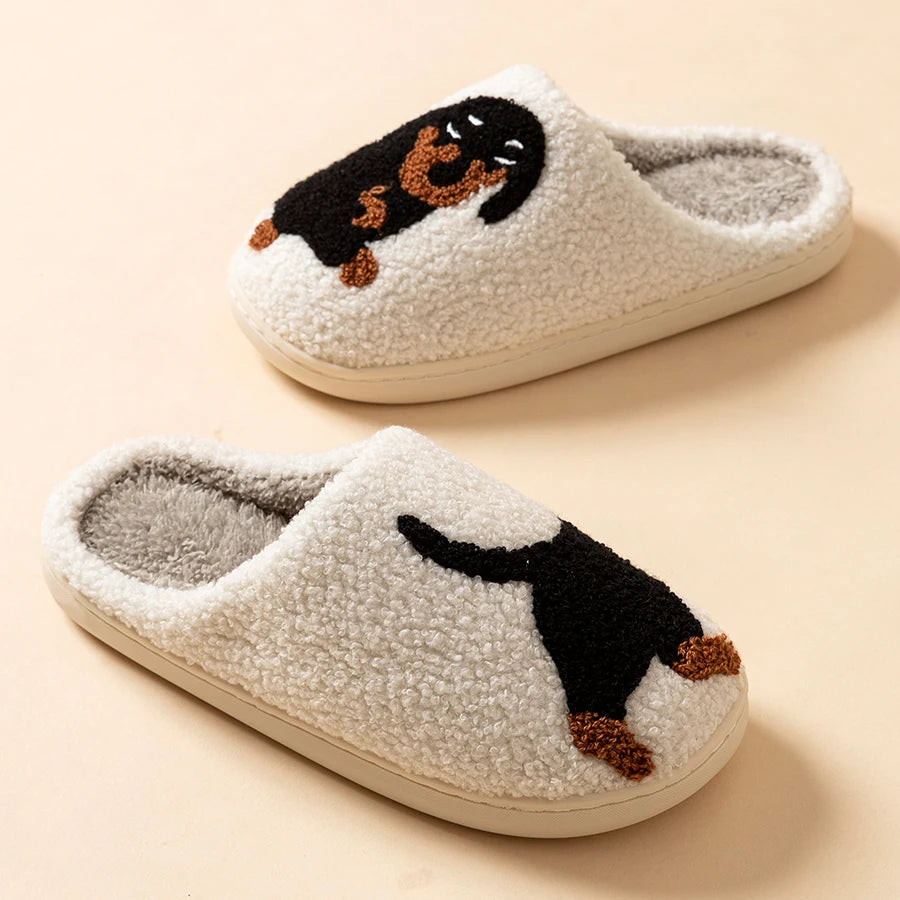 Dachshund Dog Slippers for Women – Plush Indoor House Shoes with Anti-Slip Sole for Bedroom & Living Room | Thomler