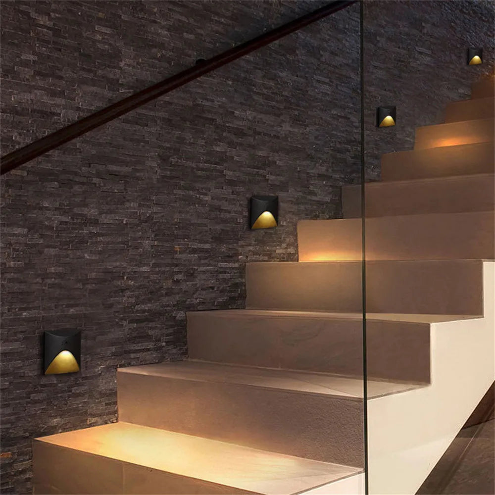 Recessed LED Step Light Fixture 3W Outdoor Weatherproof Stair and Pathway Wall Mount Lighting for Deck Porch Garden Exterior Illumination | Thomler