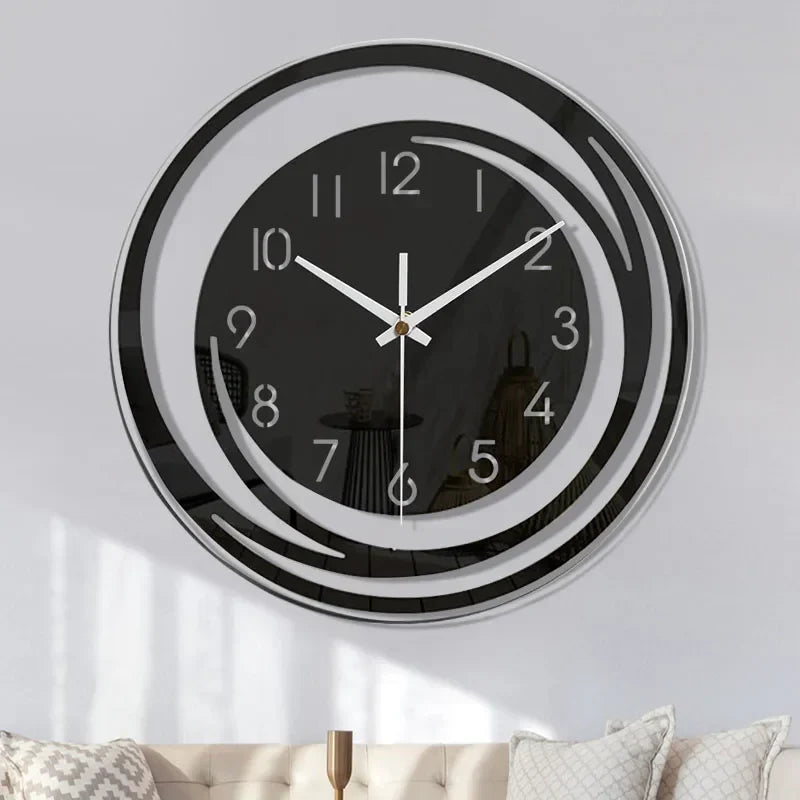 Black Acrylic Wall Clock Modern Geometric Silent Non-Ticking Scandinavian Home Decor for Living Room Bedroom Office | Thomler