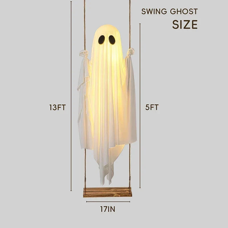 Illuminated Swinging Ghost Decoration with LED Lights for Outdoor Porch Display | Thomler