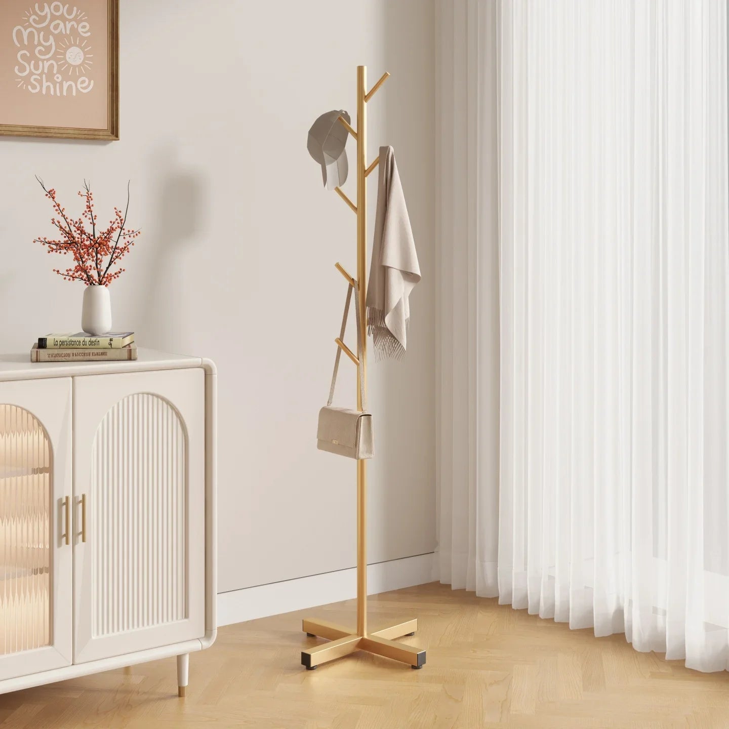 Coat Rack Metal 167.0 cm Black Freestanding Hallway Bedroom Clothes Stand Storage Organiser With 8 Hooks | Thomler