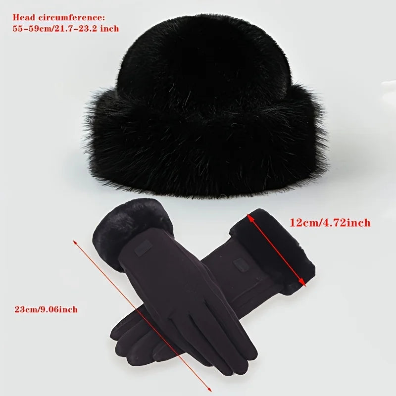Cozy Plush Beanie & Gloves Set for Women – Soft Fleece Winter Warmth Essentials | Thomler