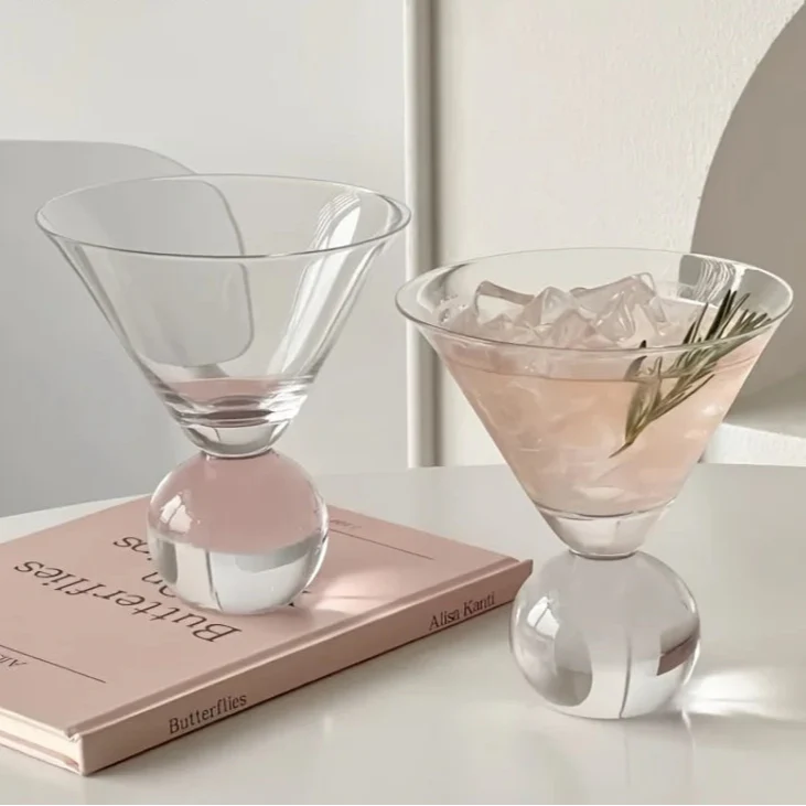 Martini Glass Crystal 4 in Elegant Cocktail Bar Drinking Glassware Refined Globe Design | Thomler