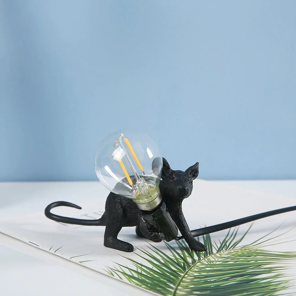 Whimsical Mouse Table Lamp with LED Light – Charming Resin Animal Décor for Bedroom, Living Room & Kids Room | Thomler