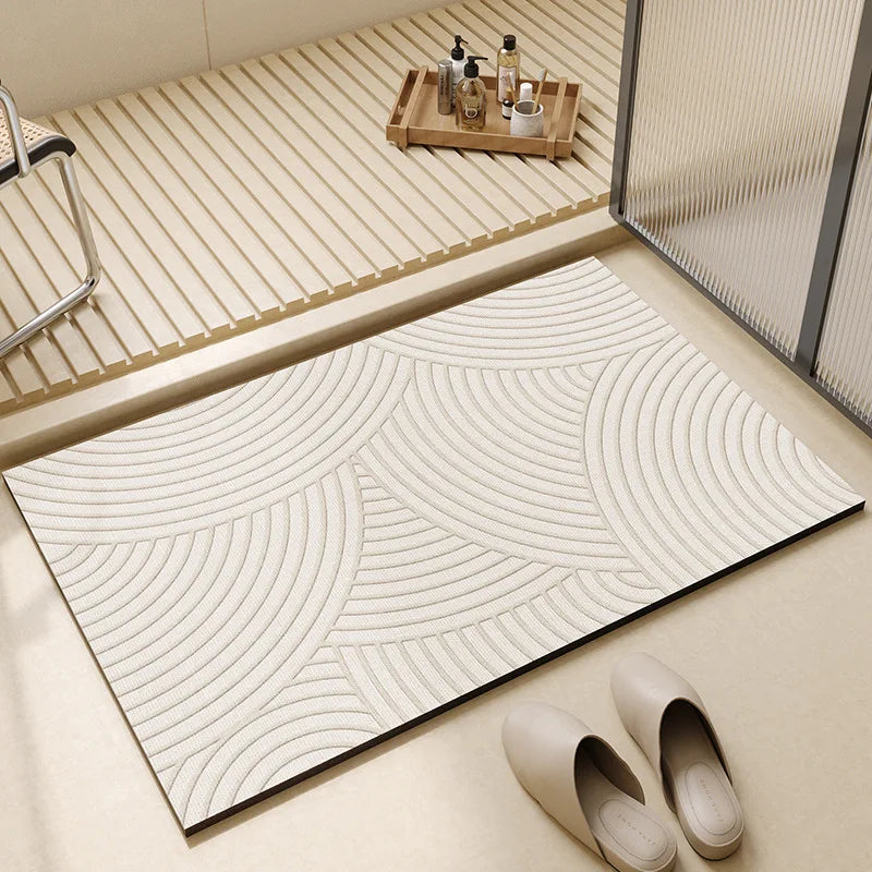 Bathroom Floor Mat Fast-Drying Non-Slip Rubber Base Soft Fleece 3mm Thin for Shower Tub Sink Beige Gray | Thomler