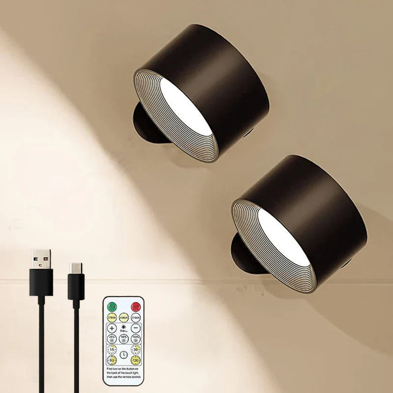 Rechargeable LED Wall Sconce – Magnetic Cylindrical Fixture with Remote Control for Bedroom & Living Room | Thomler