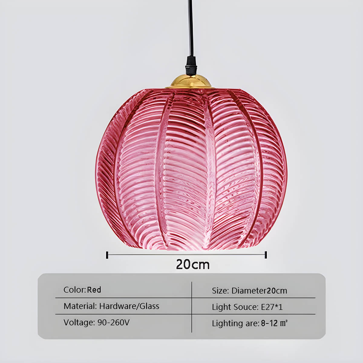 Pendant Light Glass 25.0 cm Green Dining Room Kitchen Island Hanging Ceiling Lamp Ribbed Globe E27 Retro Lighting | Thomler