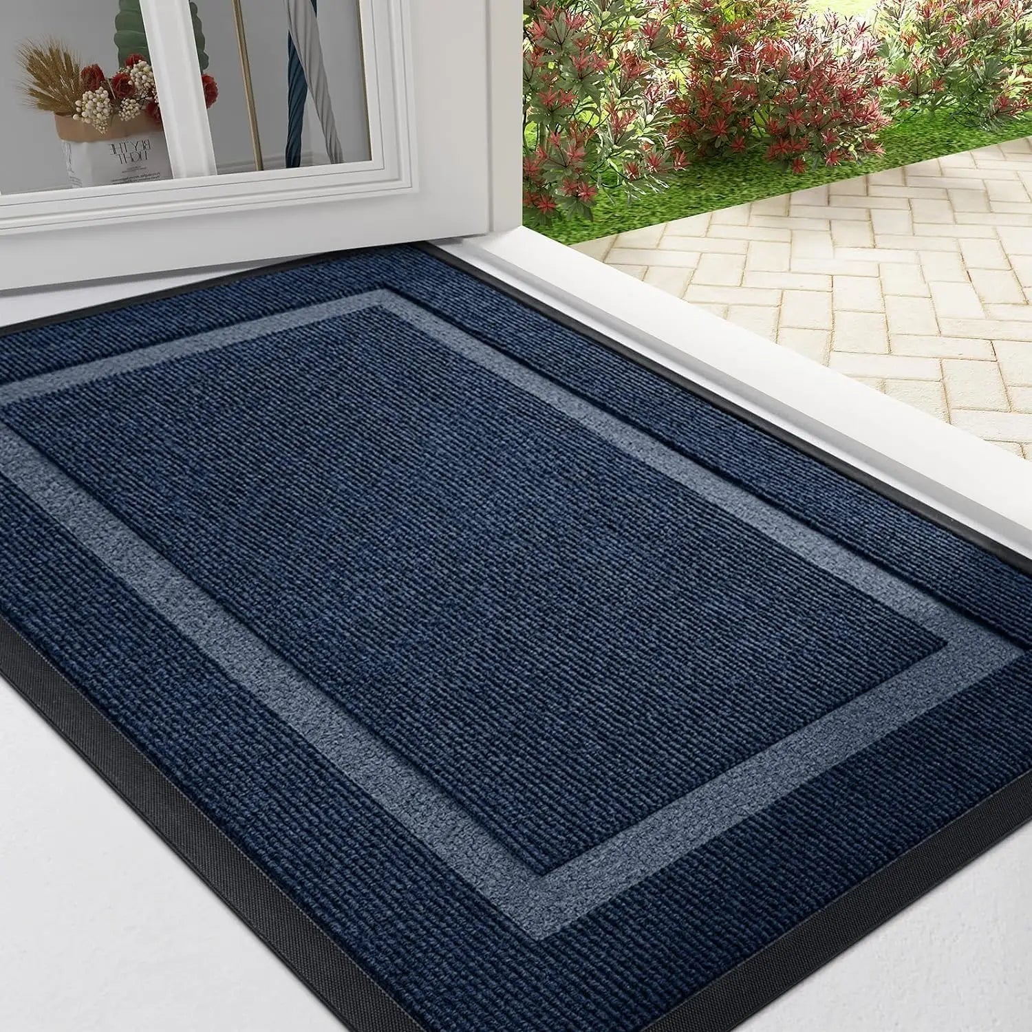 Doormat Rubber Low Profile Indoor Outdoor Entrance Hallway Patio Non Slip Dirt Trapping Weather Resistant Floor Mat | Thomler