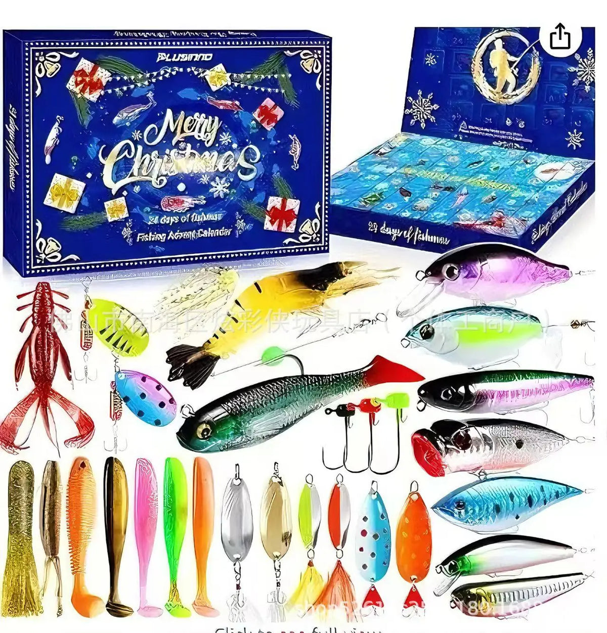 Fishing Lure Advent Calendar 24 Days – Tackle Gift Set for Bass & Trout Anglers Christmas Countdown 2025 | Thomler