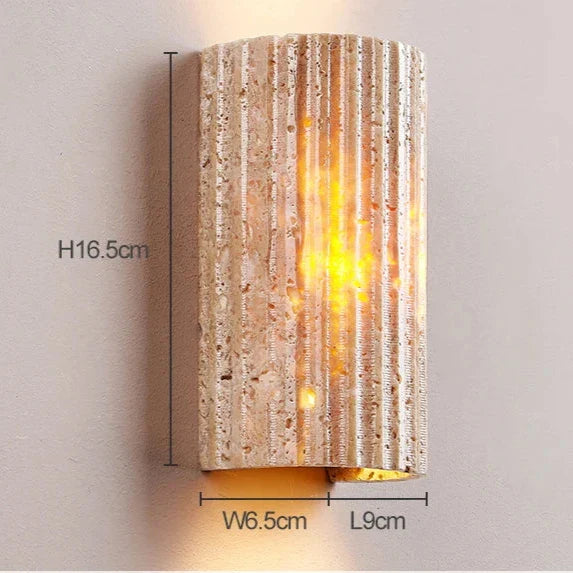 Wall Lamp Travertine Stone 6.5 in Up Down Outdoor Indoor Garden Patio Sconce Ambient Lighting Fixture | Thomler