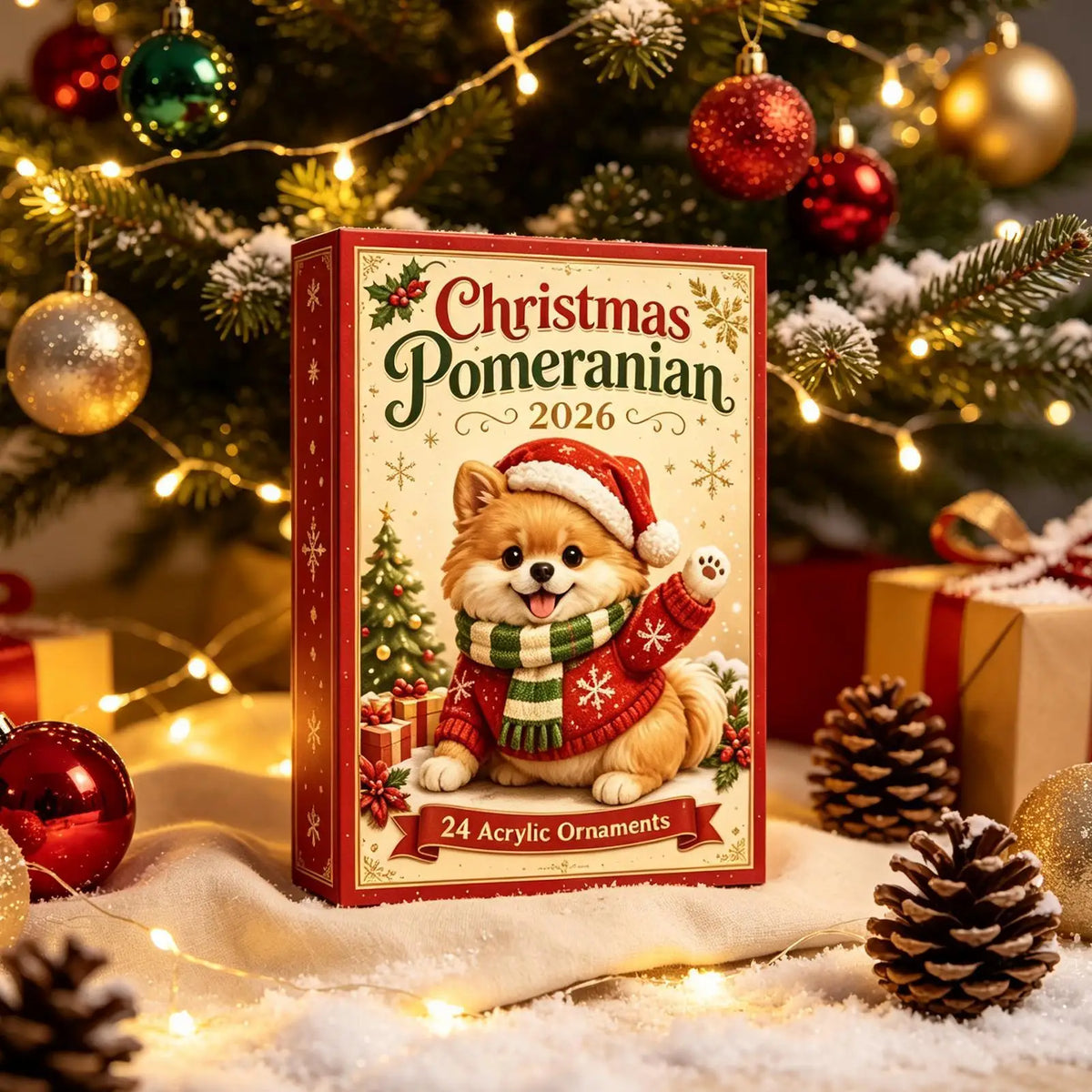 Christmas Countdown Calendar for Dog Lovers – 24-Day Advent Display with Puppy Ornament Hangers for Holiday Tree & Wall Decoration | Thomler