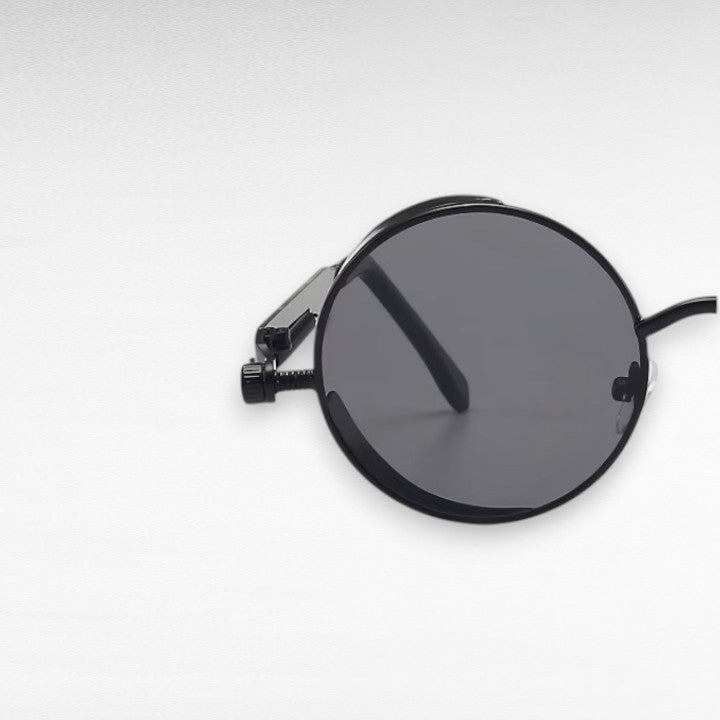 Steampunk Sonnenbrille Rund — UV400 Polarisiert, Retro Metallrahmen