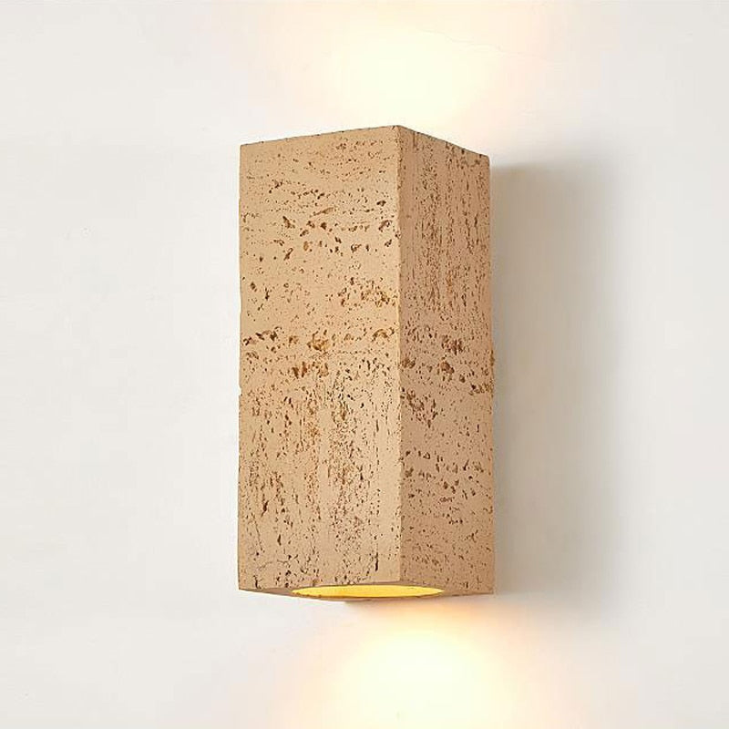 Wall Lamp Cement Composite Rectangle Warm Up Down Living Room Bedroom Japandi Ambient Lighting Fixture | Thomler
