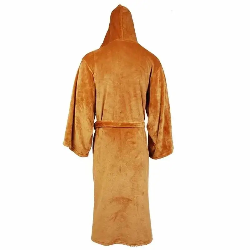 Hooded Fleece Robe for Men – Thick Winter Bathrobe with Hood – Plush Full-Length Loungewear for Cold Nights at Home | Thomler