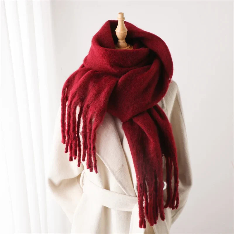 Soft Cashmere-Feel Fringe Scarf for Women – Extra Long Plaid Wrap for Fall & Winter | Thomler
