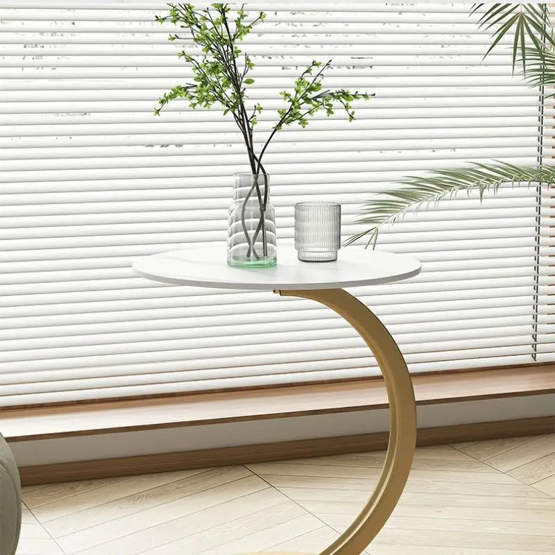 Circular Side Table with Wood Top & Metal Base – Space-Saving Accent for Living Room & Bedroom | Thomler